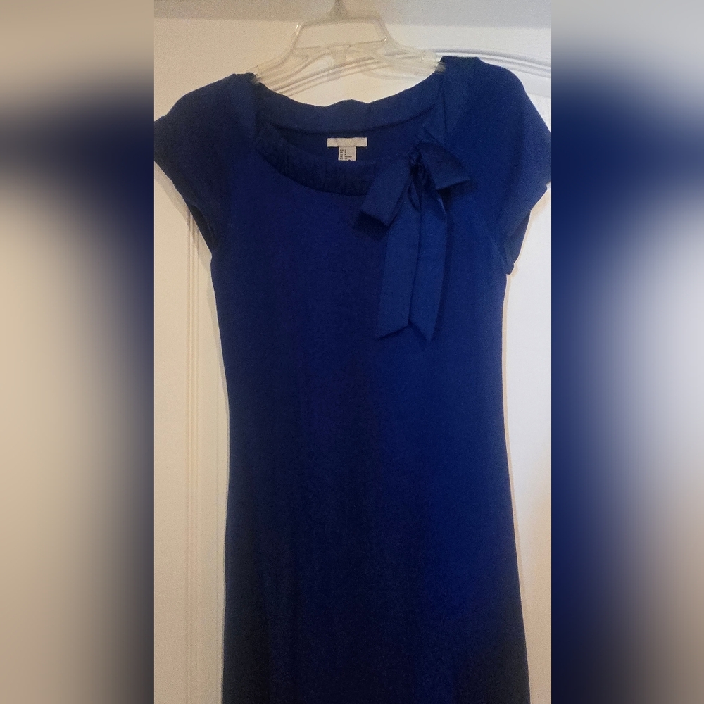 Elegant Blue Dress with Bow Detail